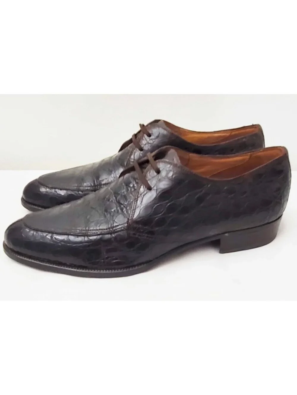 Vintage 50s Men's Brown Genuine Alligator Split Toe Oxfords Shoes 8.5